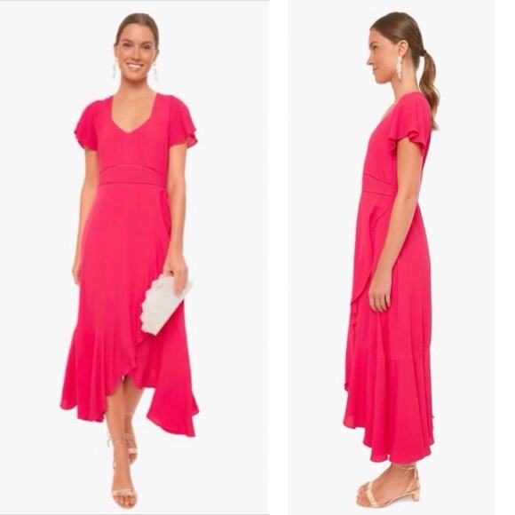Tuckernuck Francesca Ruffle Maxi Dress Feminine Modest chic fuchsia Pink Size XS - Picture 1 of 11